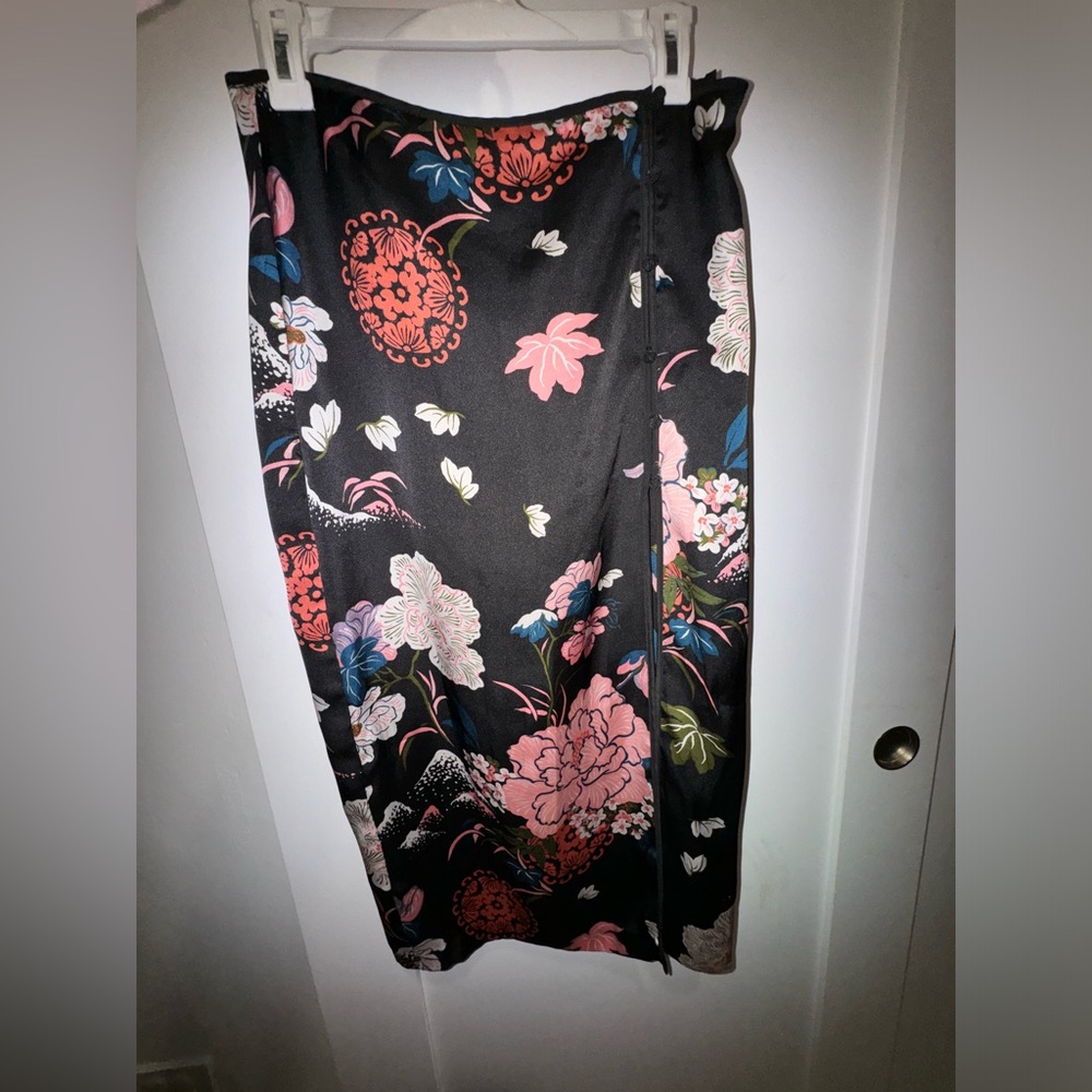 Zara Oriental Print MIDI Skirt with Slit